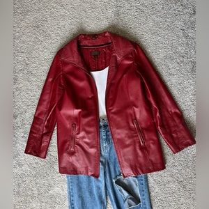 Vintage Cherry Red Danier Leather Jacket